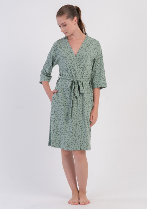 Szlafrok damski Vienetta Mint Floral, Zielony, r. M-XXL