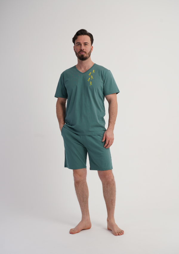 Piżama Męska Vienetta Green Motion, Zielony, r. M-XL