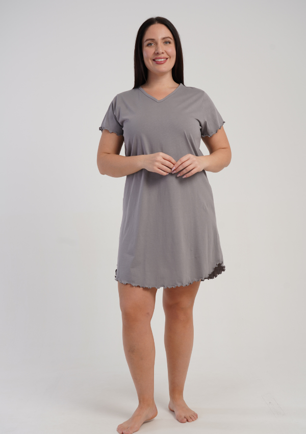 Koszula Nocna Damska Vienetta Grey Minimal, Szary, r. 1XL - 4XL