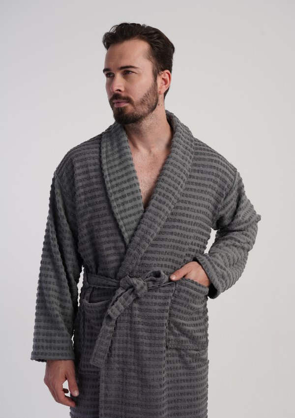 Szlafrok męski Vienetta Urban Loop, Szary, r. M-XXL