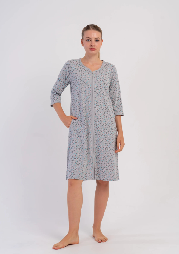 Szlafrok damski Vienetta Silver Pastel, Szary, r. M-XXL
