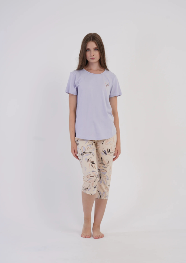Piżama Damska Vienetta Peach Garden, Fioletowy, r. M-XXL