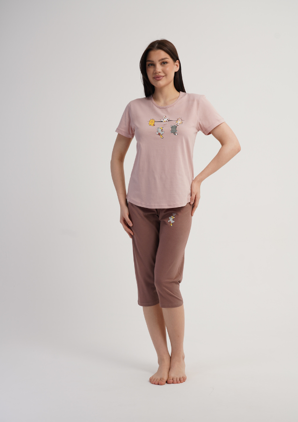 Piżama Damska Vienetta Sweet Animals, Różowy, r. M-XXL
