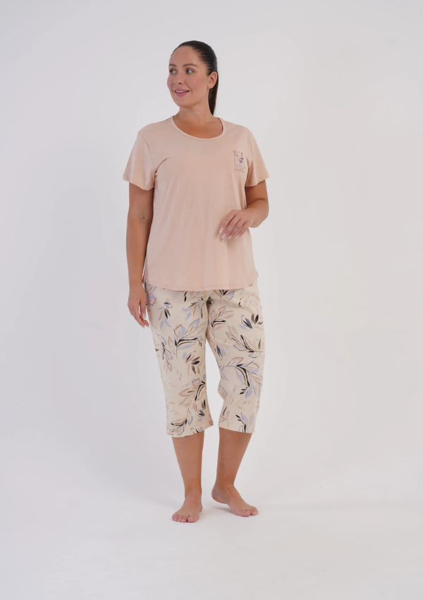 Piżama Damska Vienetta Sand Botanical, Beżowy, r. 1XL-4XL