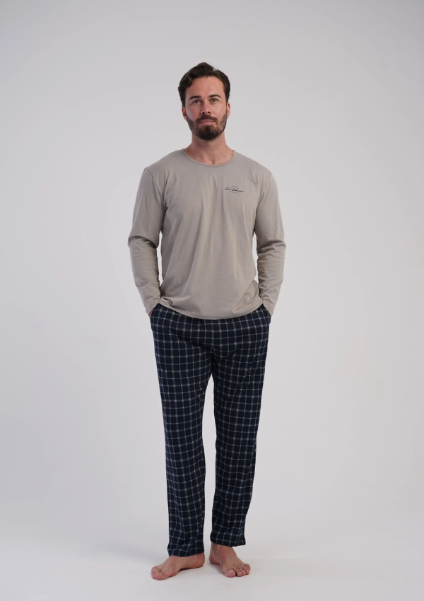 Piżama Męska Vienetta Sand Navy, Beżowy, r. 1XL-4XL