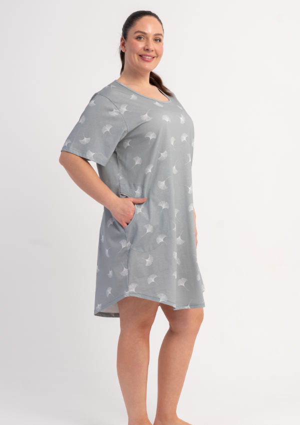 Koszula Nocna Damska Leaf Dream, Szary, r. 1XL - 4XL