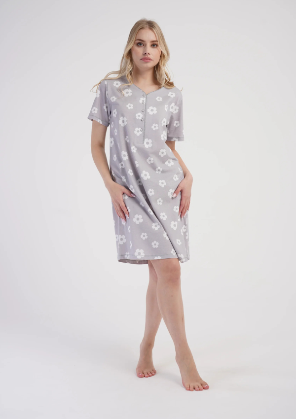 Koszula Nocna Vienetta Silver Daisy, Szary, r. M-XXL