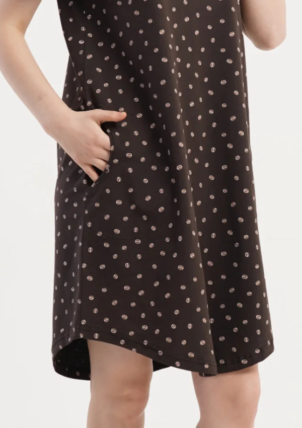 Koszula Nocna Vienetta Coffee Dots, Brązowy, r. M-XXL