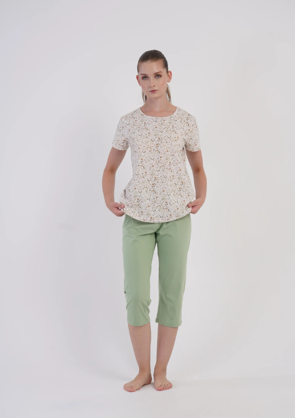 Piżama Damska Vienetta Mint Blossom, Zielony, r. M-XXL
