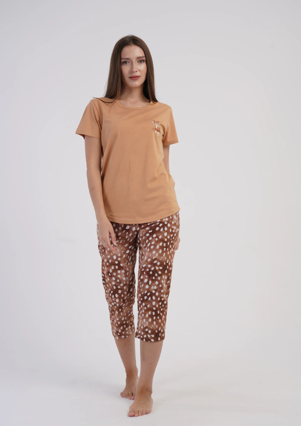 Piżama Damska Vienetta Woodland Deer, Brązowy, r. M-XXL