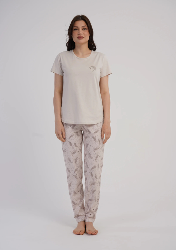 Piżama Damska Vienetta Soft Harmony, Beżowy, r. S-XL