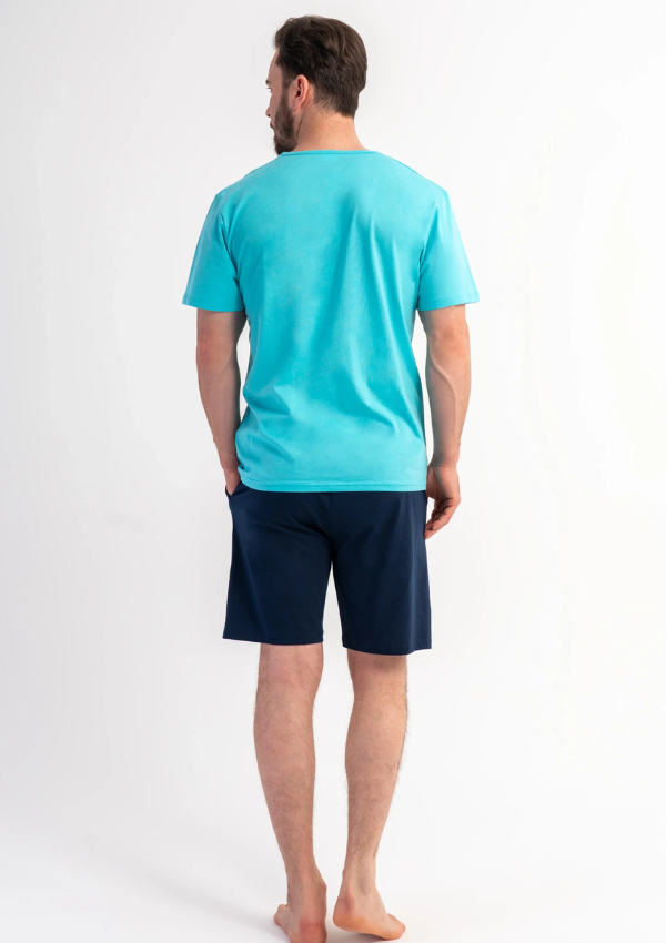 Piżama Męska Vienetta Mint Flight, Miętowy, r. S-XL