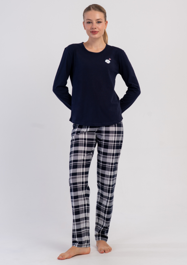 Piżama Damska Vienetta, Midnight Ivory, Granatowy, r. S-XL