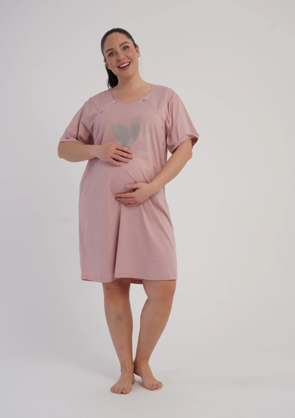 Koszula do Karmienia Vienetta Pink Love, Różowy, r. 1XL-4XL