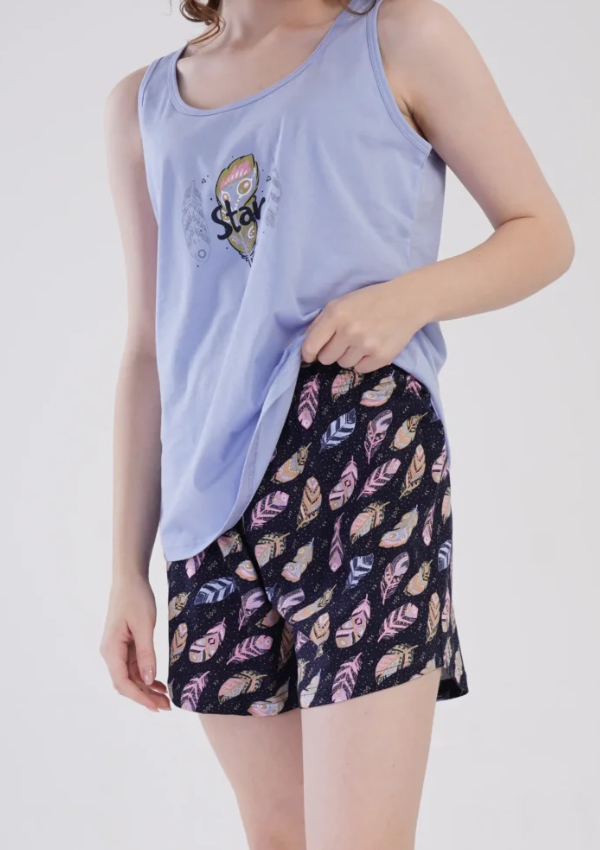 Piżama Damska Vienetta Purple Feathers, Fioletowy, 1XL-4XL