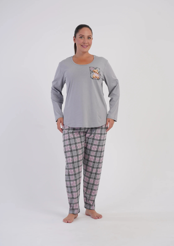 Piżama Damska Vienetta Gray Teddy, Szary, r. 1XL-4XL