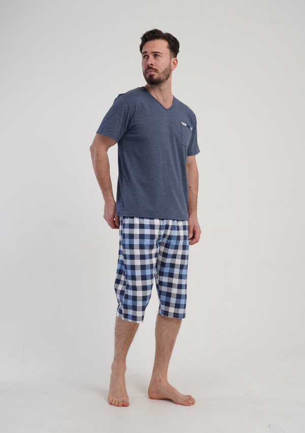 Piżama Męska Vienetta Blue Comfort, Szary, r. 1XL-4XL