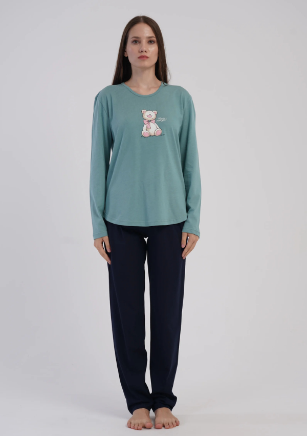 Piżama Damska Vienetta Green Teddy, Zielony r. S-XL