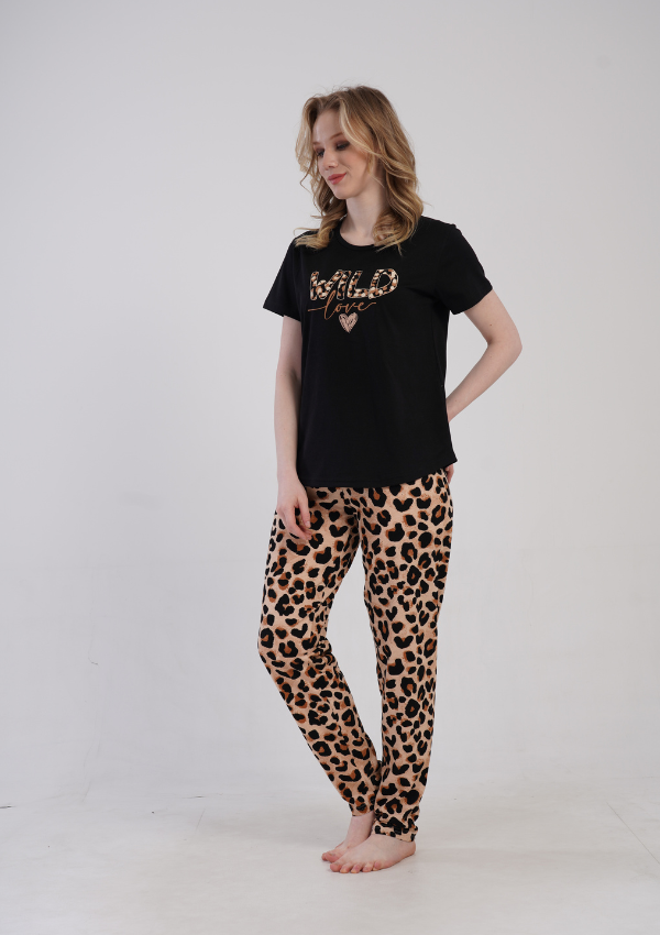 Piżama Damska Wild Love, Czarny, r. 5XL-7XL