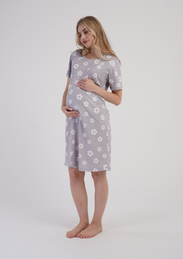 Koszula do Karmienia Vienetta Floral Maternity, Szary, r. S-XXL