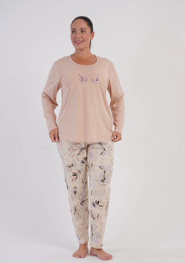 Piżama Damska Vienetta Sky Botanical, Beżowy, r. 1XL-4XL