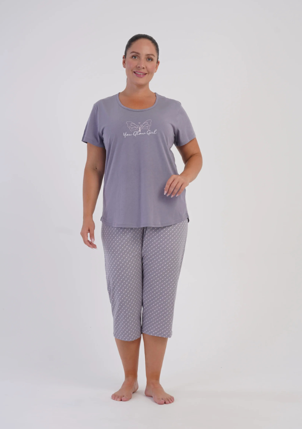 Piżama Damska Vienetta Mauve Butterfly, Fioletowy, r. 1XL-4XL