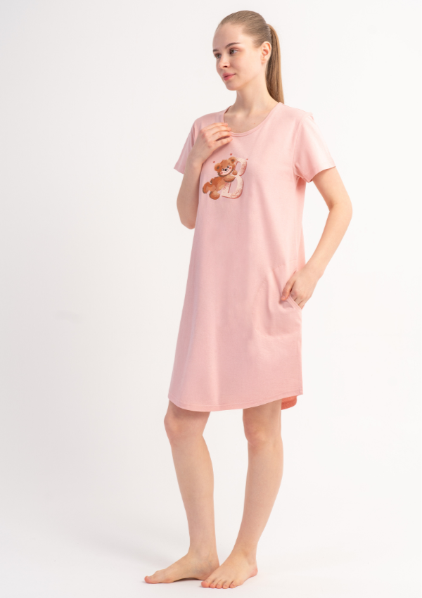 Koszula Nocna Vienetta Pink Teddy, Różowy, r. M-XXL