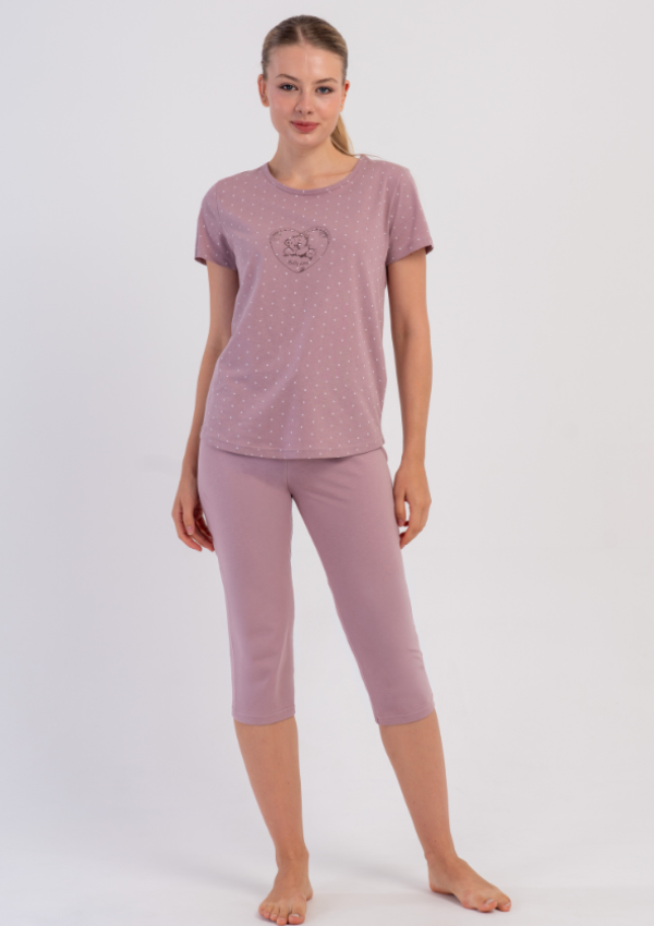 Piżama Damska Vienetta Dusty Rose, Różowy, r. M-XXL