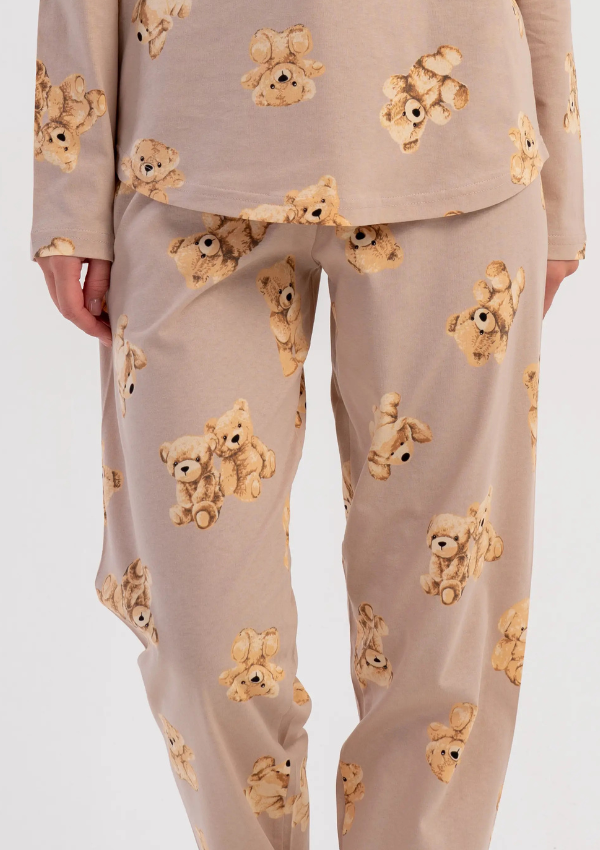 Piżama Damska Vienetta Cozy Bears, Beżowy, r. S-XL