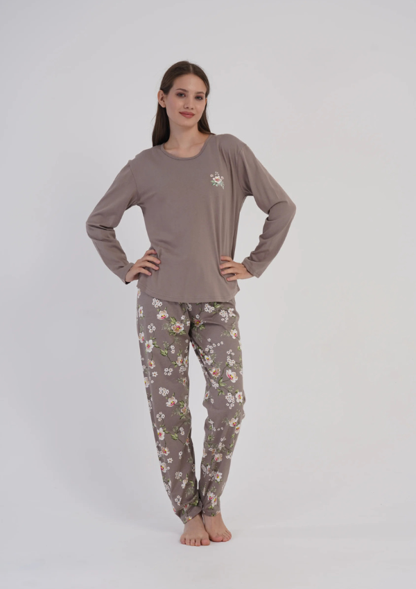 Piżama Damska Vienetta Blossom Comfort, Szary, r. M-XXL