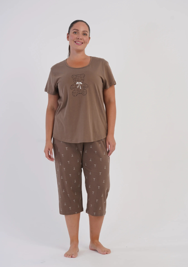 Piżama Damska Vienetta Cocoa Teddy, Brązowy, r. 1XL-4XL