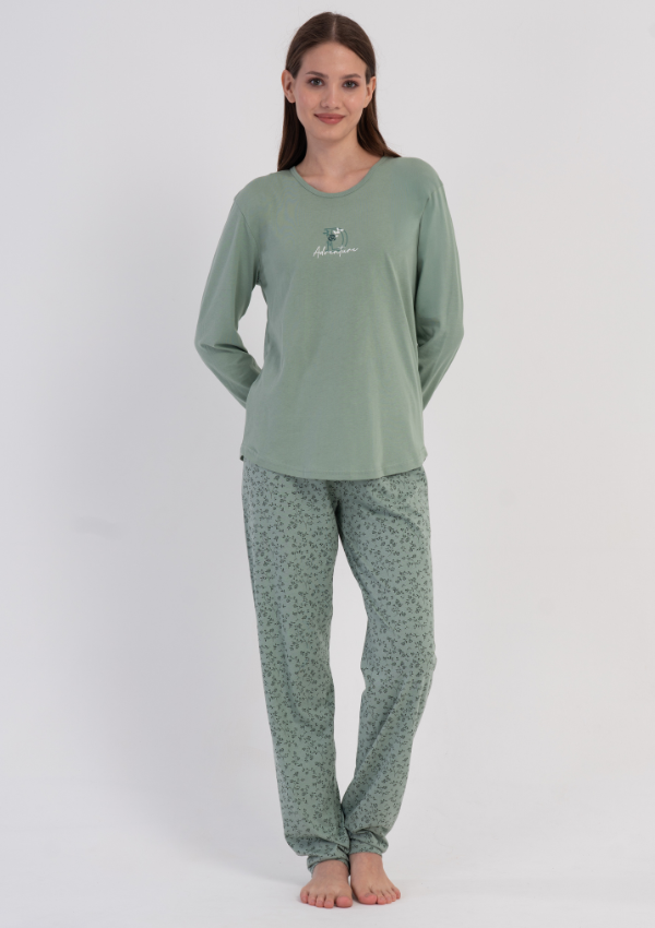 Piżama Damska Vienetta Botanical Green, Zielony, r. M-XXL