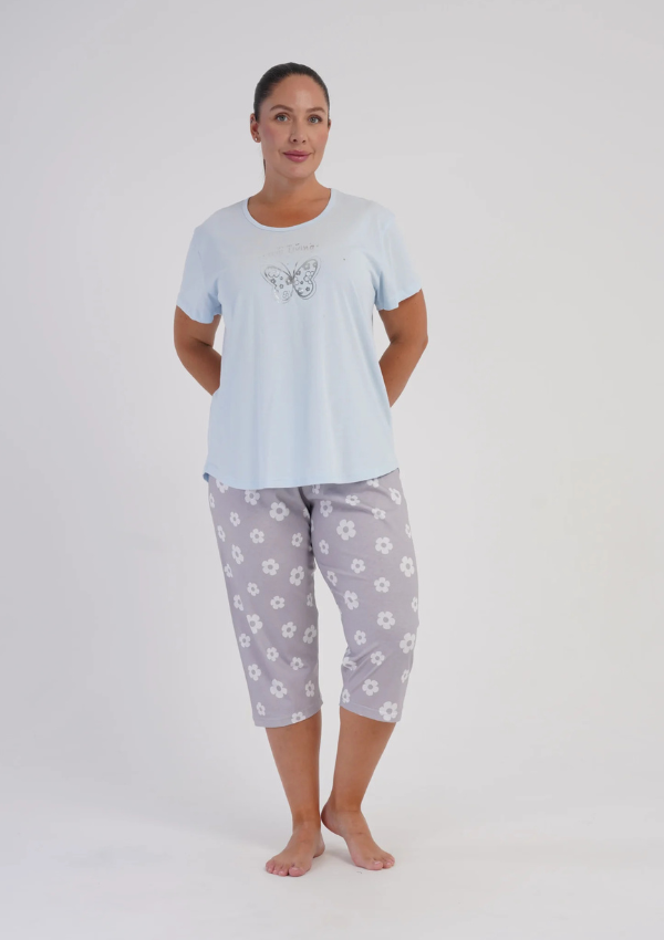 Piżama Damska Vienetta Butterfly Floral, Niebieski r. 1XL-4XL