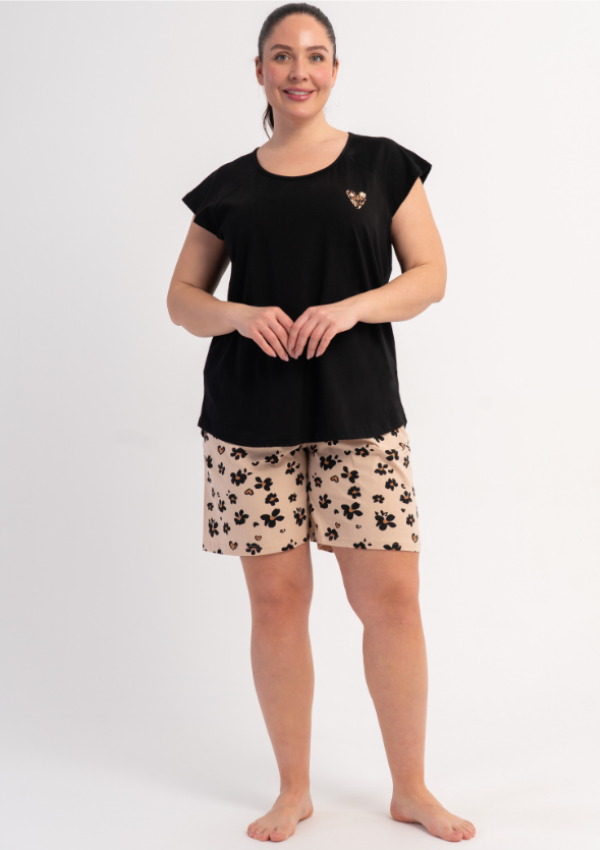 Piżama Damska Vienetta Floral Breeze, Czarny, r. 1XL-4XL
