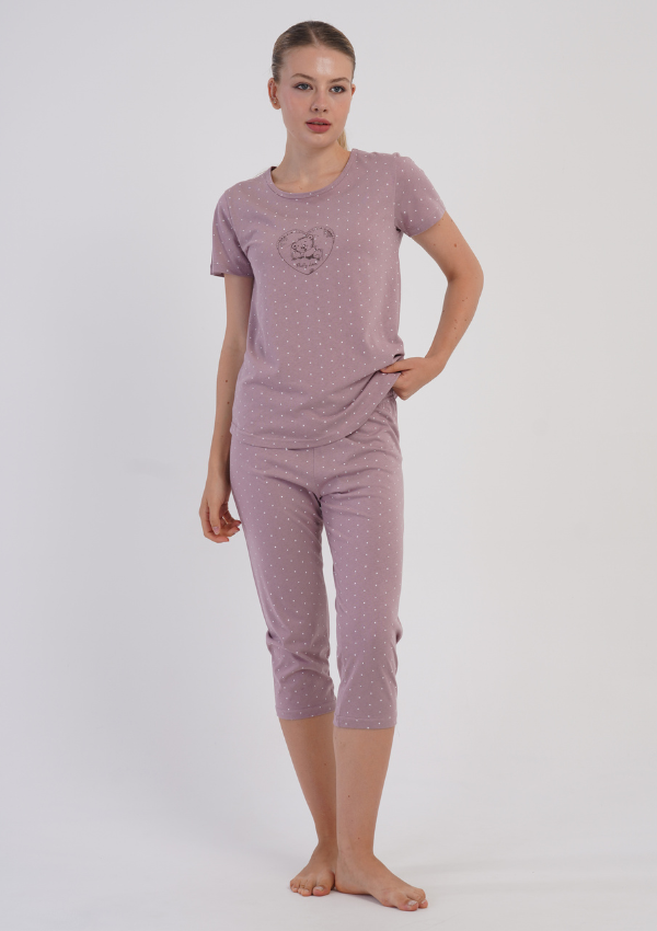 Piżama Damska Vienetta Heather Teddy, Różowy, r. M-XXL