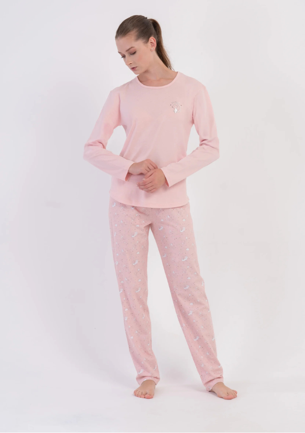 Piżama Damska Vienetta, Blush Cloud, Różowy r. S-XL