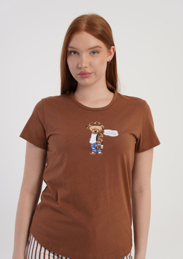 Piżama Damska Vienetta Sky Darling, Brązowy, r. M-XL