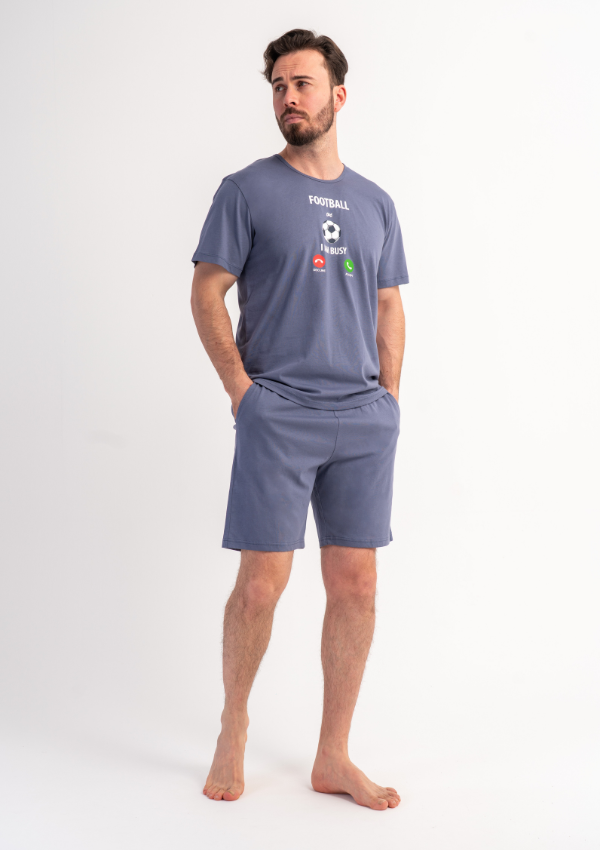Piżama Męska Vienetta Blue Match, Niebieski, r. 1XL-4XL