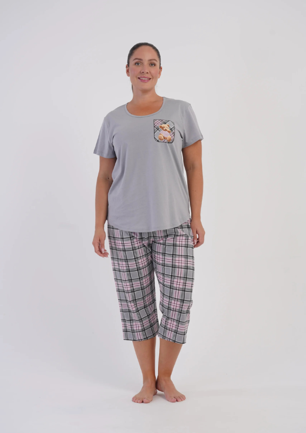 Piżama Damska Vienetta Grey Teddy, Szary, r. 1XL-4XL