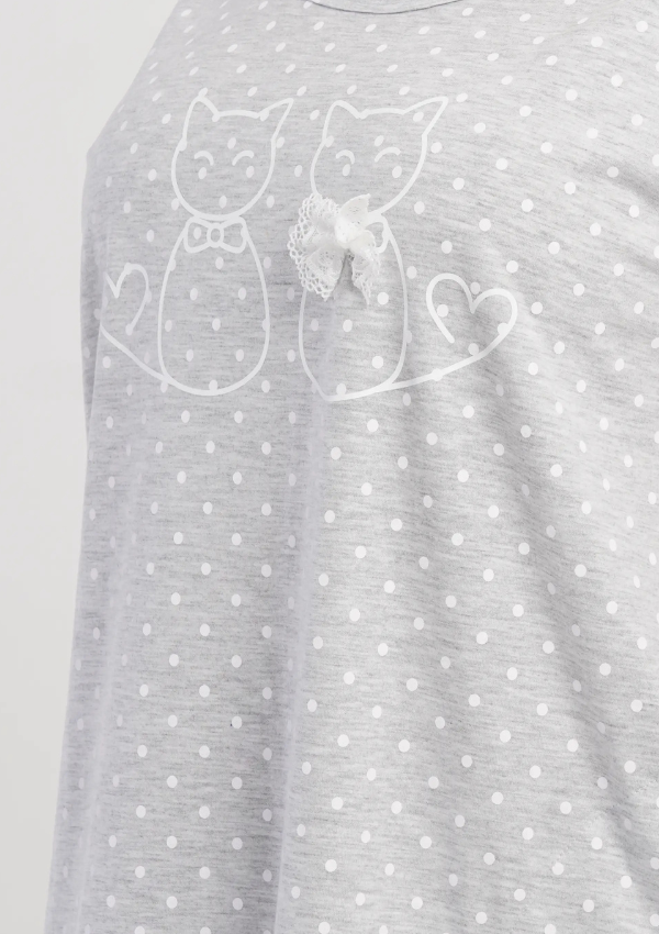 Koszula Nocna Damska Vienetta Cute Cats, Szary, r. 1XL - 4XL