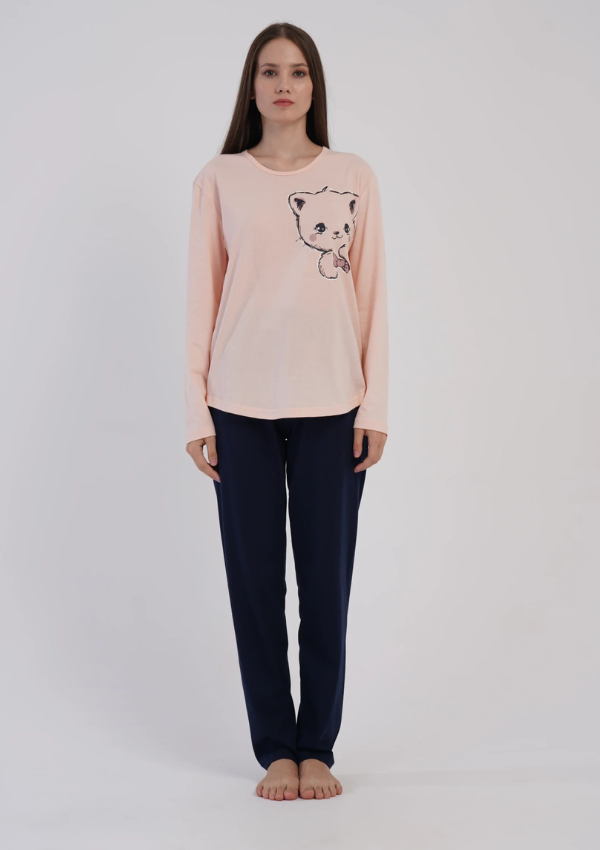 Piżama Damska Vienetta Sweet Cat, Różowy, r. S-XL