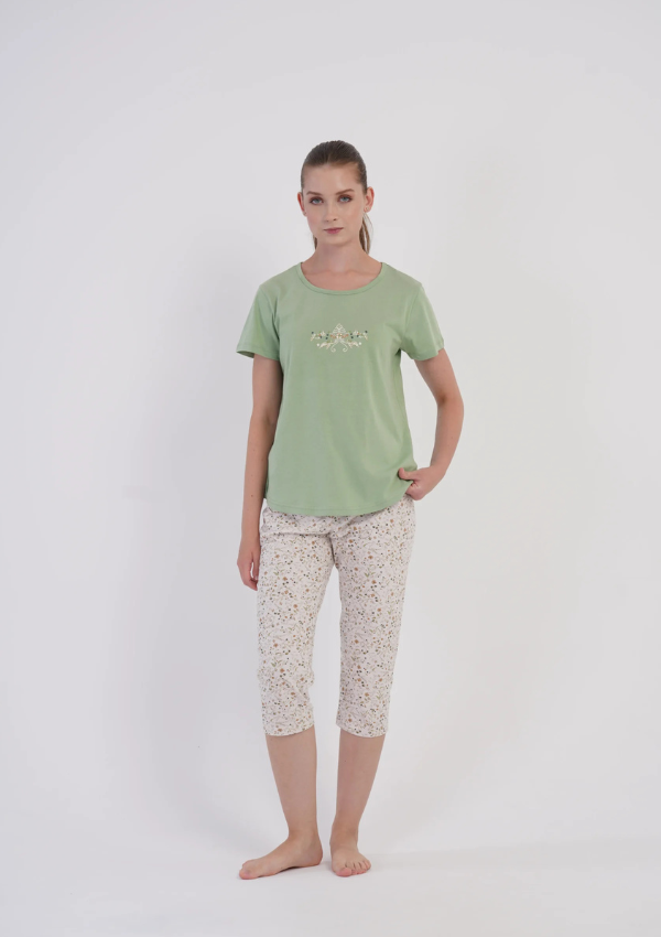 Piżama Damska Vienetta Meadow Bloom, Zielony, r. M-XXL