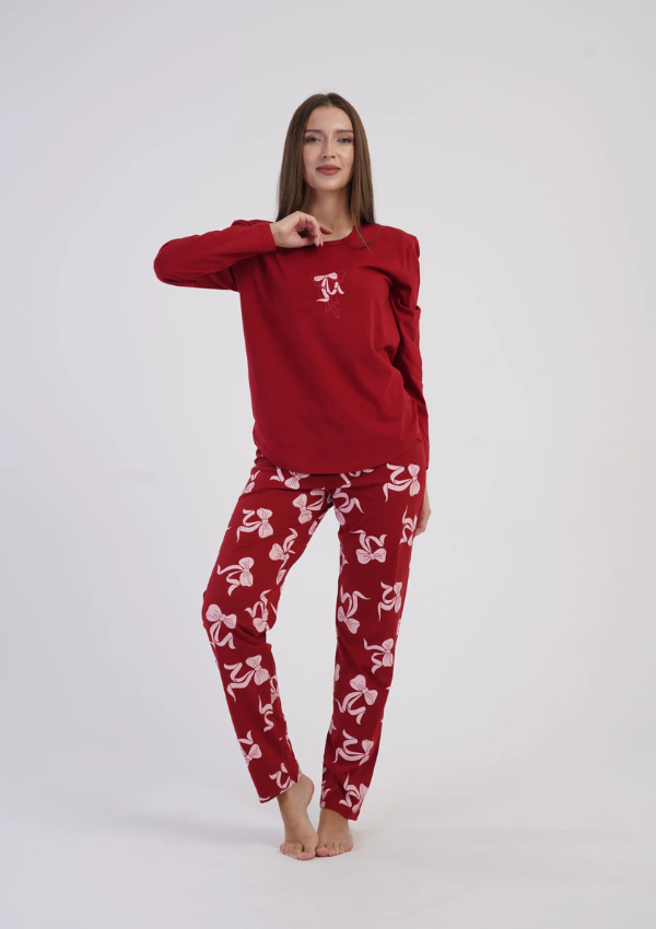 Piżama Damska Vienetta, Red Bow, Czerwony r. S-XL