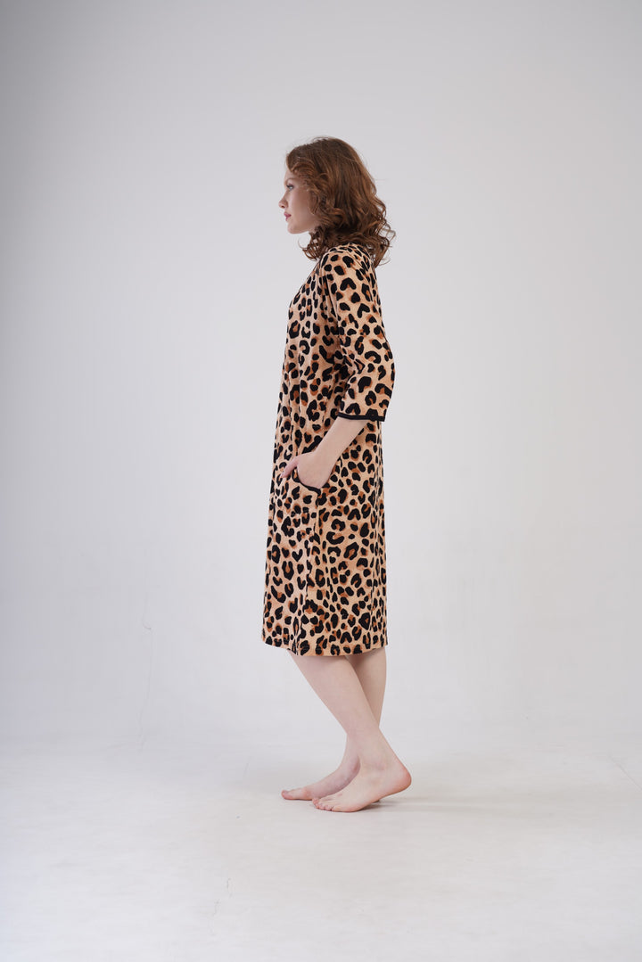 Szlafrok damski Vienetta Panther Dreams, Beżowy, r. 5XL - 7XL