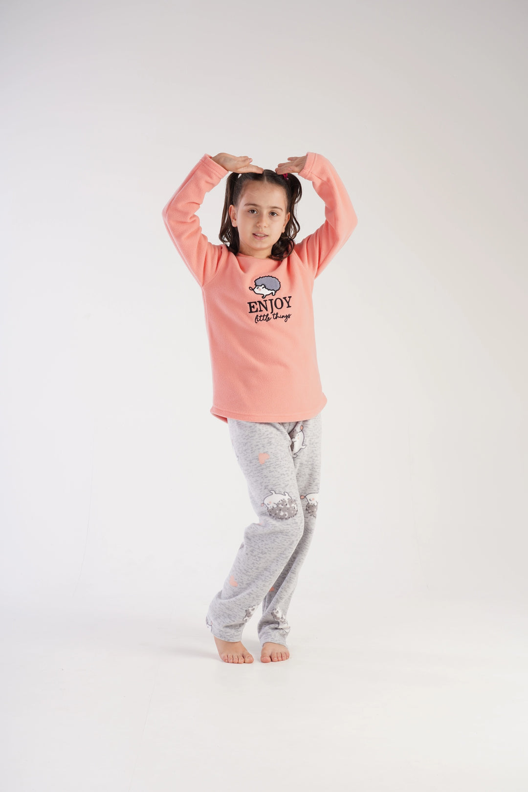 Piżama dziewczęca Sweet Hedgehog, brzoskwiniowo-szara, r. 128-158 image 4