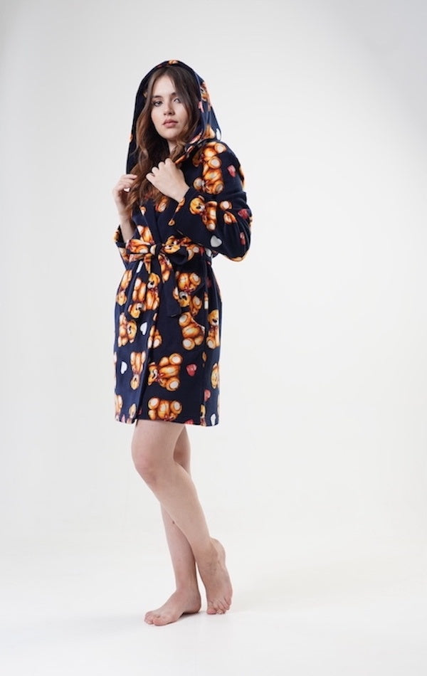 Szlafrok damski Vienetta, Bears, Czarny, r. S-XL image 4