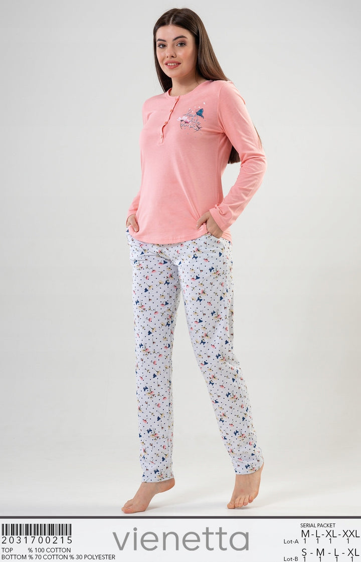 Piżama Damska Vienetta, Keep Life Simple, Rózowy, r. M-XXL image 4