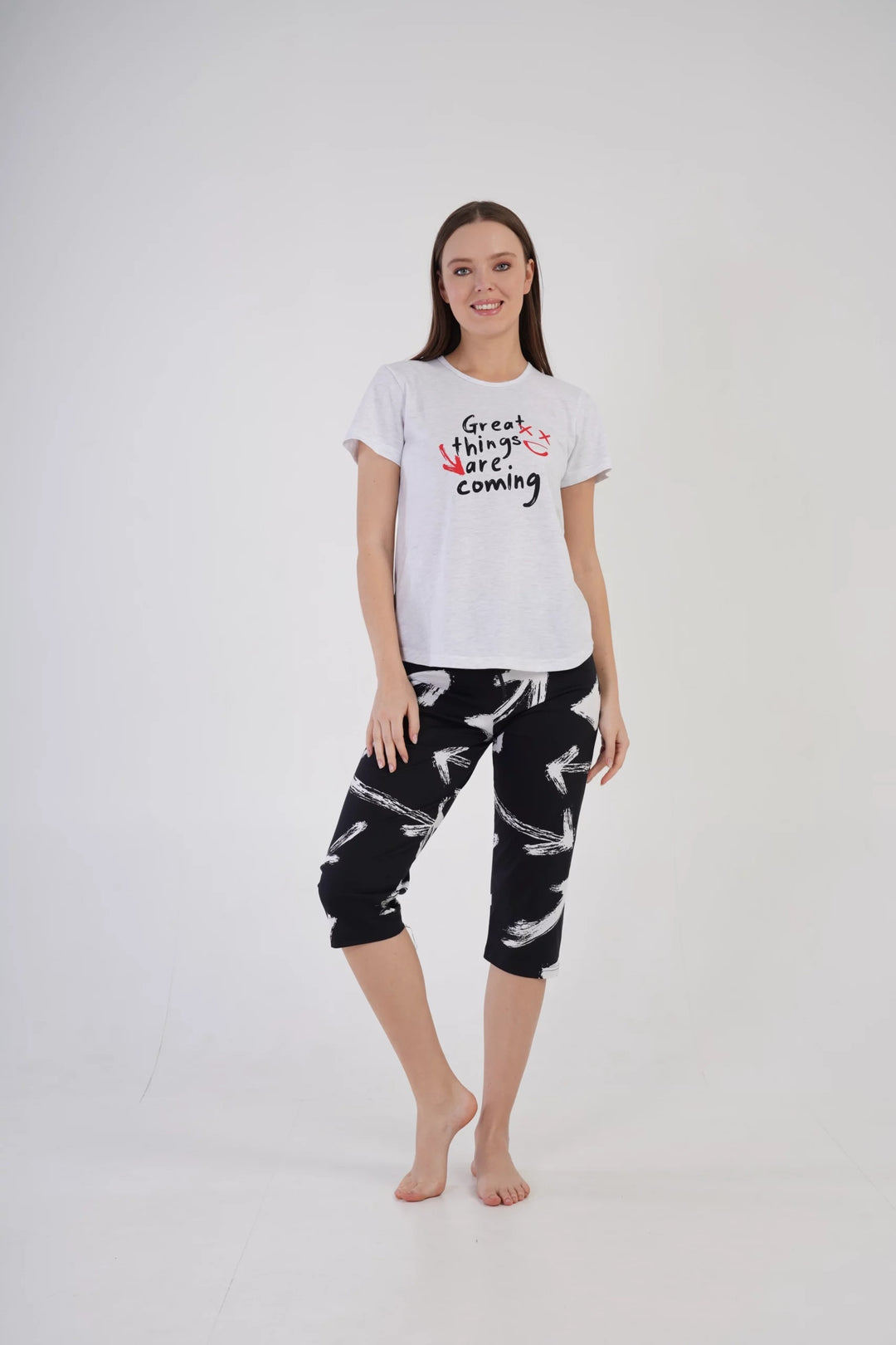 Piżama Damska Vienetta Arrows Play, szara, r. S-XL image 0