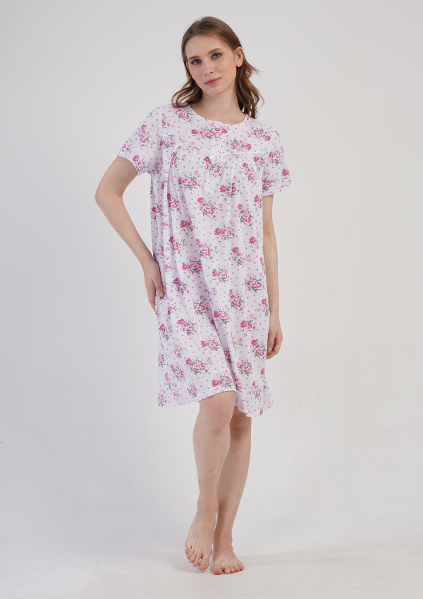 Koszula Nocna Vienetta Pink Bloom, Biało - Różowa , r. M-XXL image 0