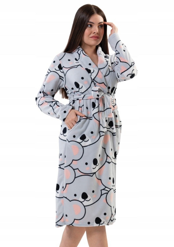 Szlafrok damski Vienetta, Shy Koalas, Szary, r. M-XL image 0
